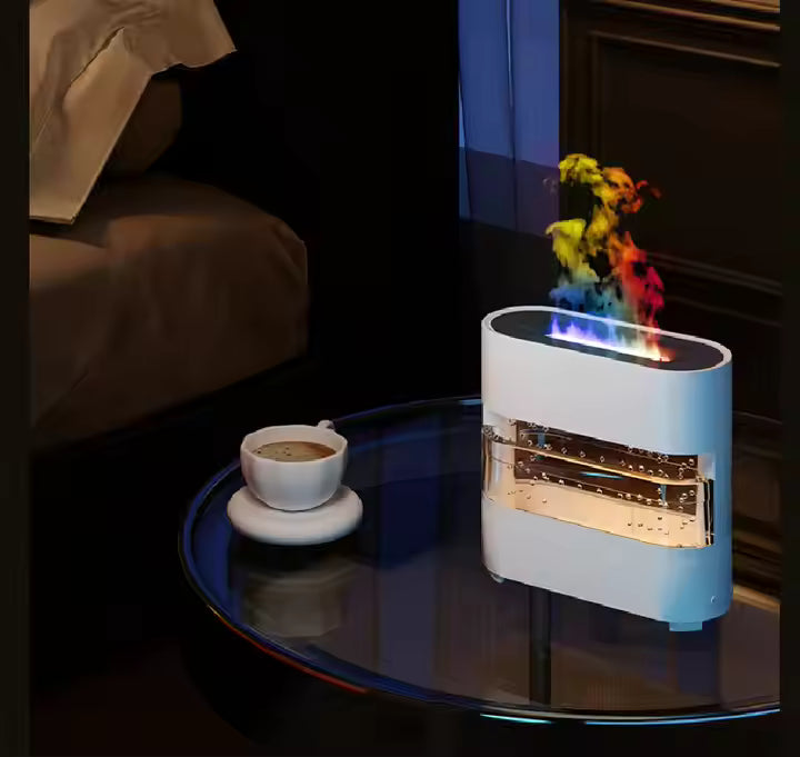 Decorative Fireplace-Shaped Diffuser with 3D LED Flame and Humidifying Mist