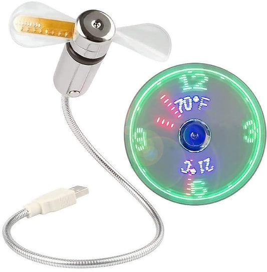 Compact Laptop USB Fan with Clock and Temperature Monitoring