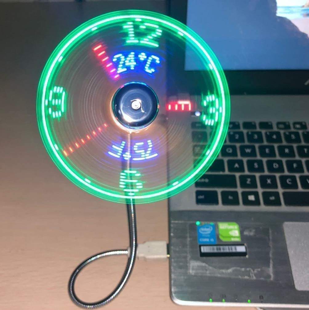 Compact Laptop USB Fan with Clock and Temperature Monitoring