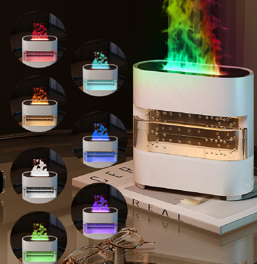 Decorative Fireplace-Shaped Diffuser with 3D LED Flame and Humidifying Mist