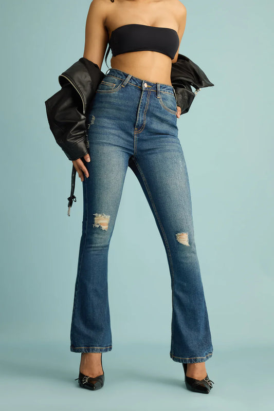 Black Ink Fade Women's Baggy Jeans with Pleated Design for Trendy Casual Wear