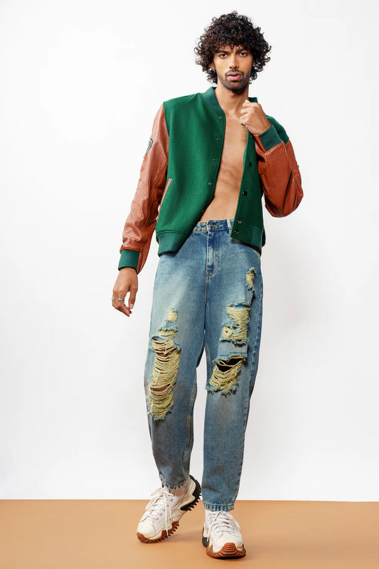 Comfortable Men's Slouchy Blue Ripped Jeans for Everyday Outfits