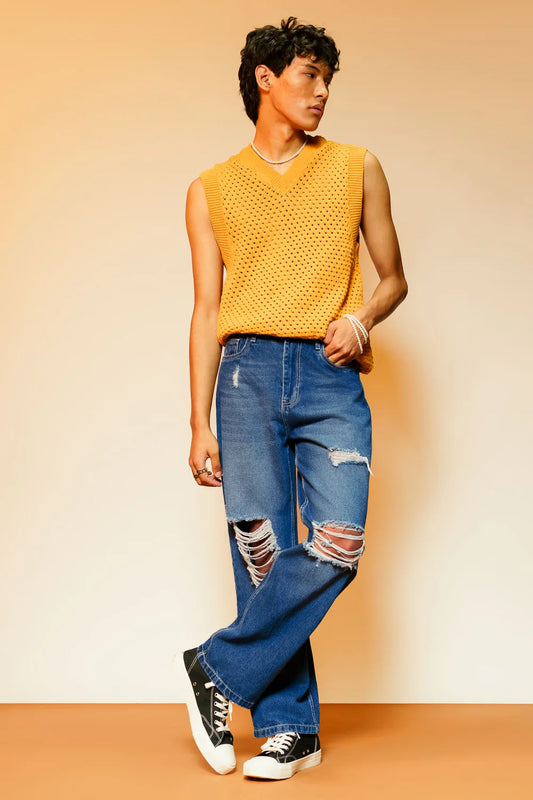 Comfortable Men's Vogue Blue Straight Jeans Perfect for Daily Outfits