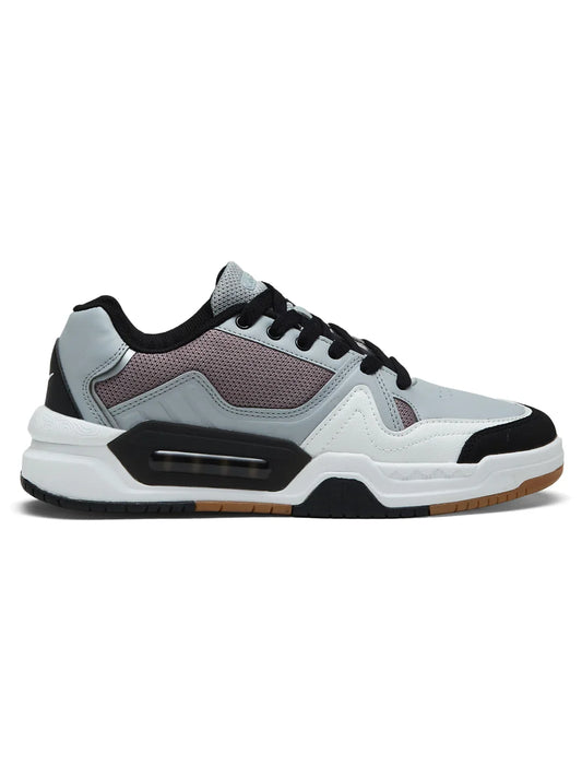 Modern Grey Sneakers with Lace-Up Closure and Flexible Sole