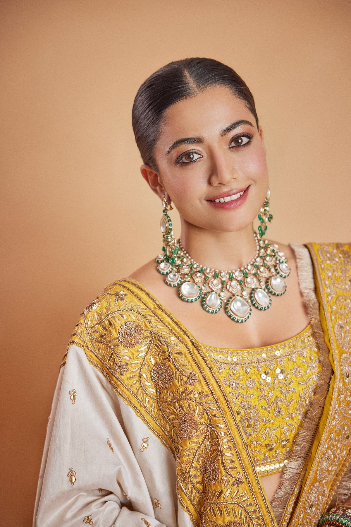 Women’s Designer Mandanna In Amna in Glaze Mustard for Traditional Occasions