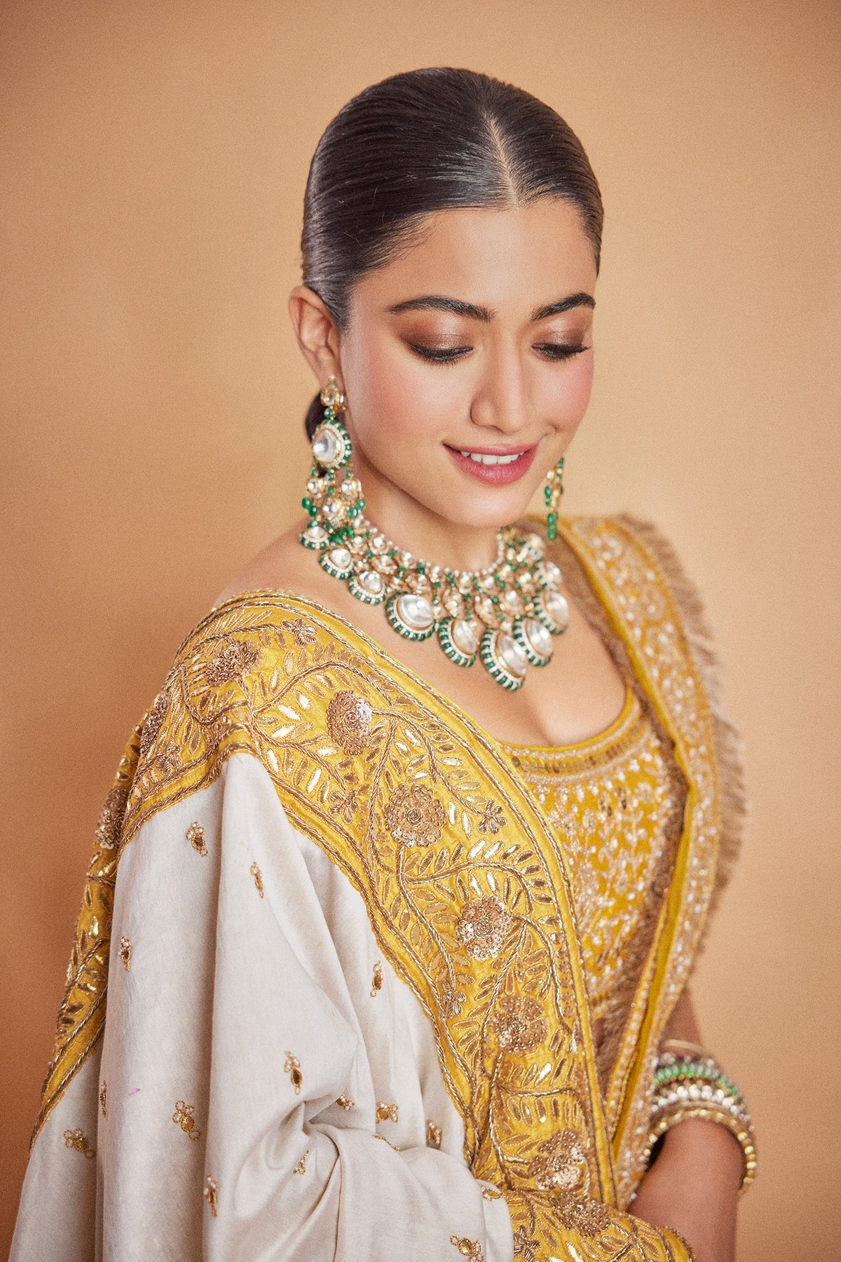 Women’s Designer Mandanna In Amna in Glaze Mustard for Traditional Occasions