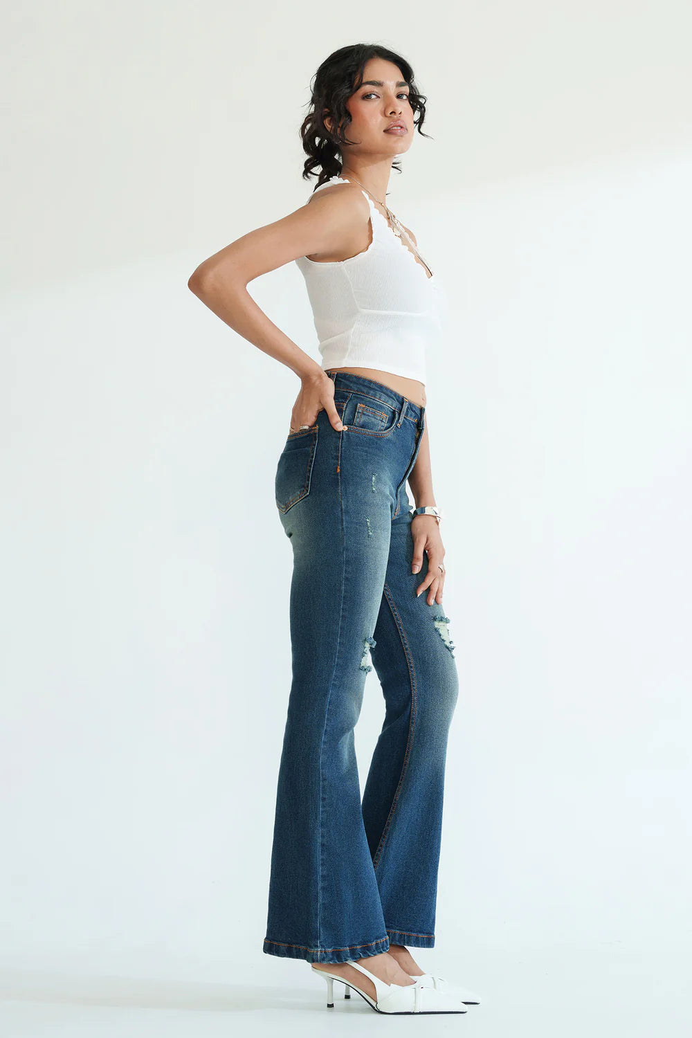 Comfortable Retro Blue Women's Bootcut Jeans with Timeless Vintage Style