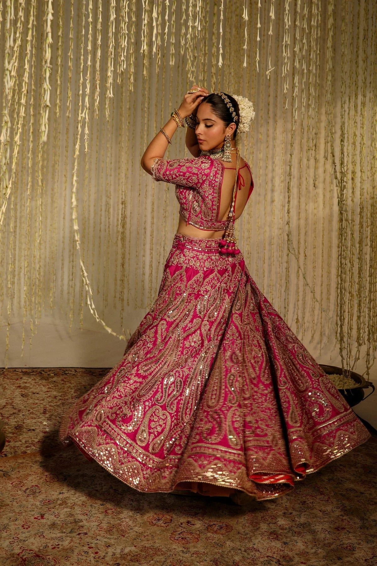 Luxurious Hot Pink Women’s Lehenga with Detailed Embroidery and Festive Appeal