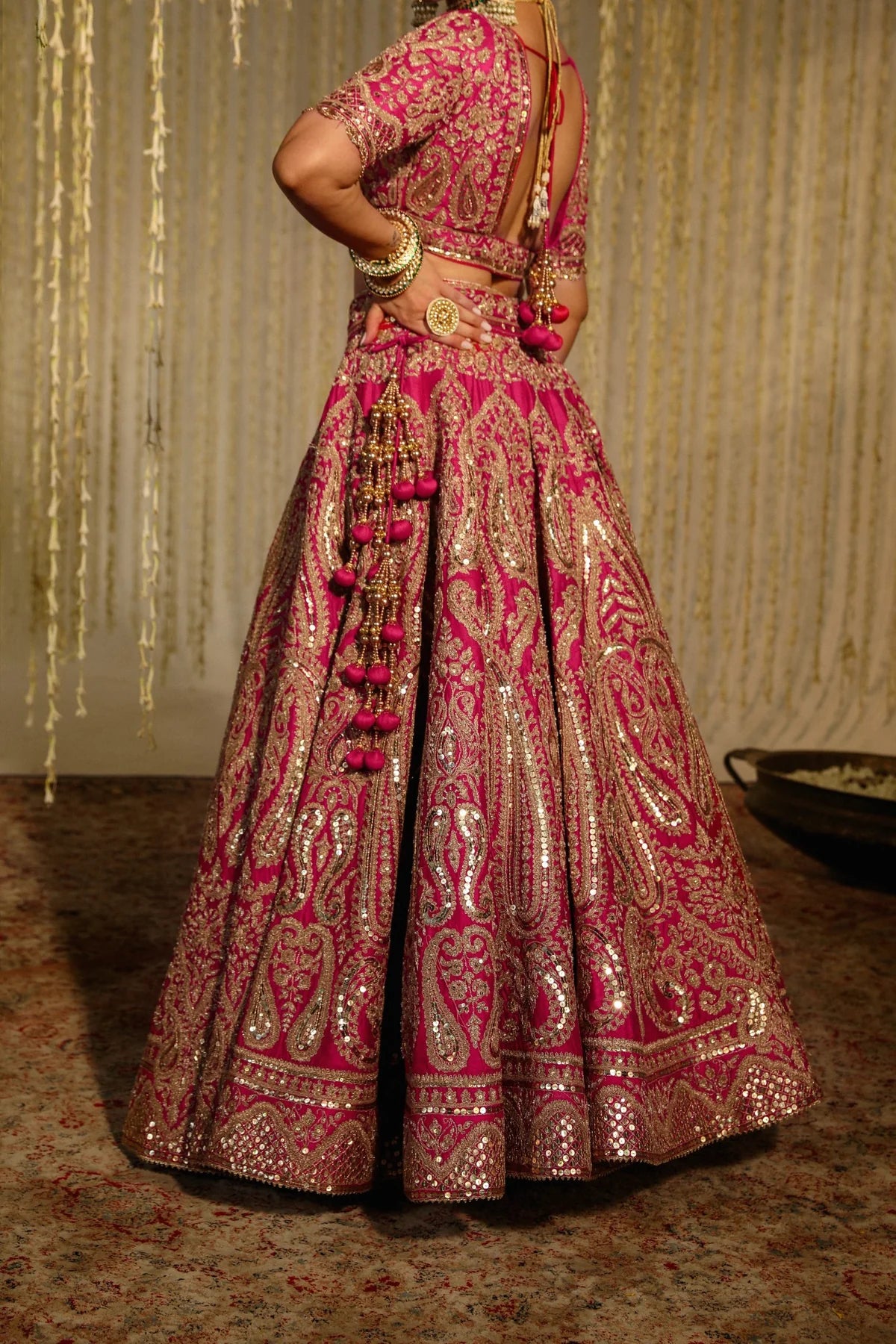 Luxurious Hot Pink Women’s Lehenga with Detailed Embroidery and Festive Appeal