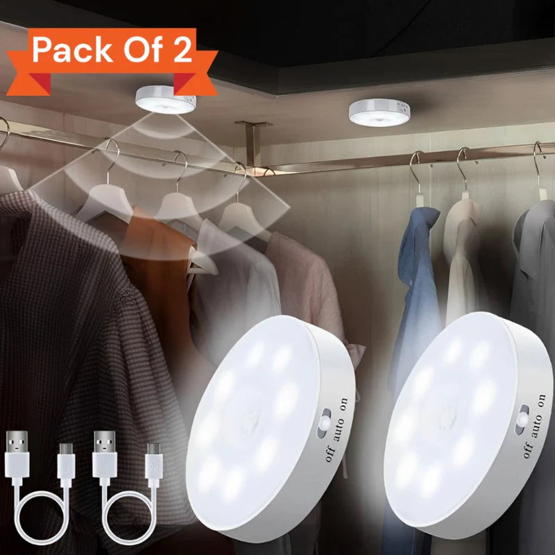 Auto-On Cabinet LED Light with Motion Sensor for Wardrobe, Stairs, and Hallway