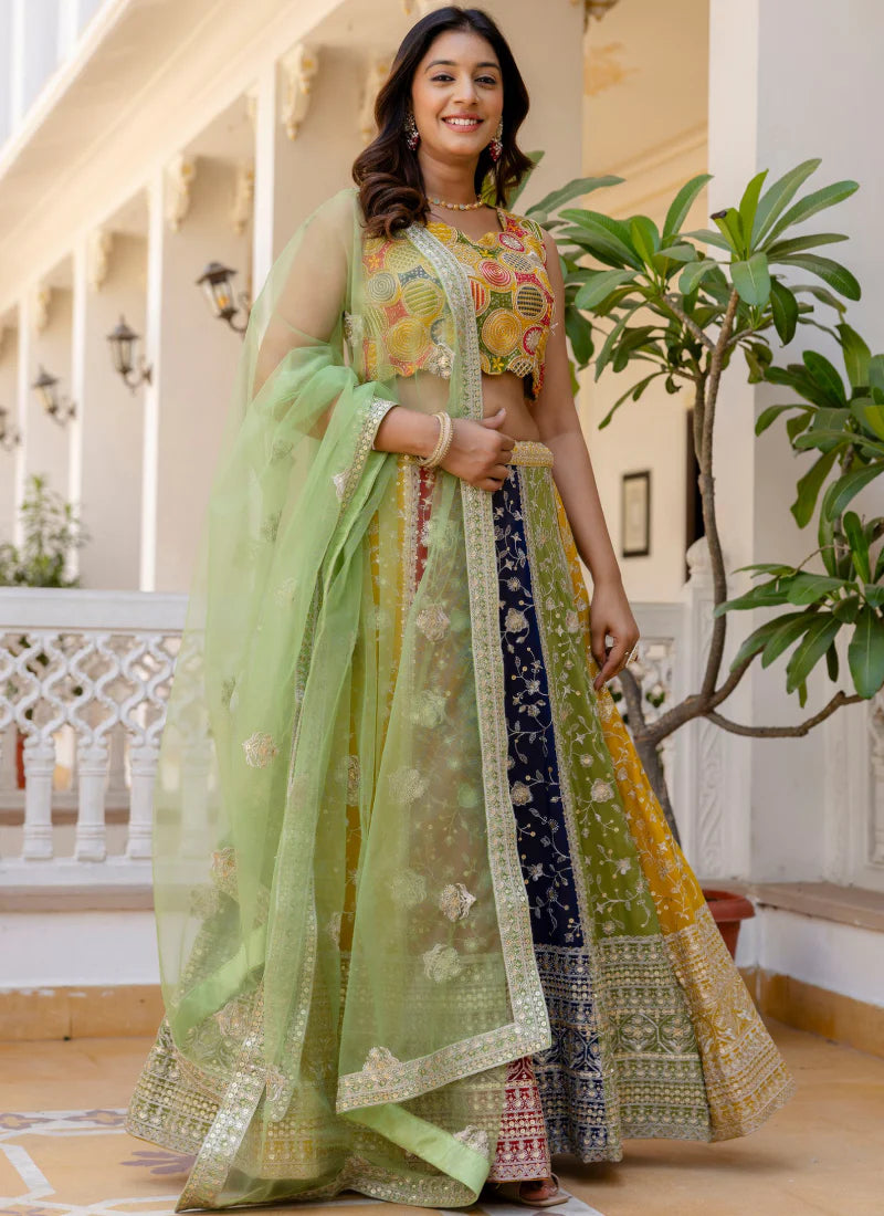 Festive Multi Color Georgette Lehenga Choli with Stunning Sequence Embroidery Detailing