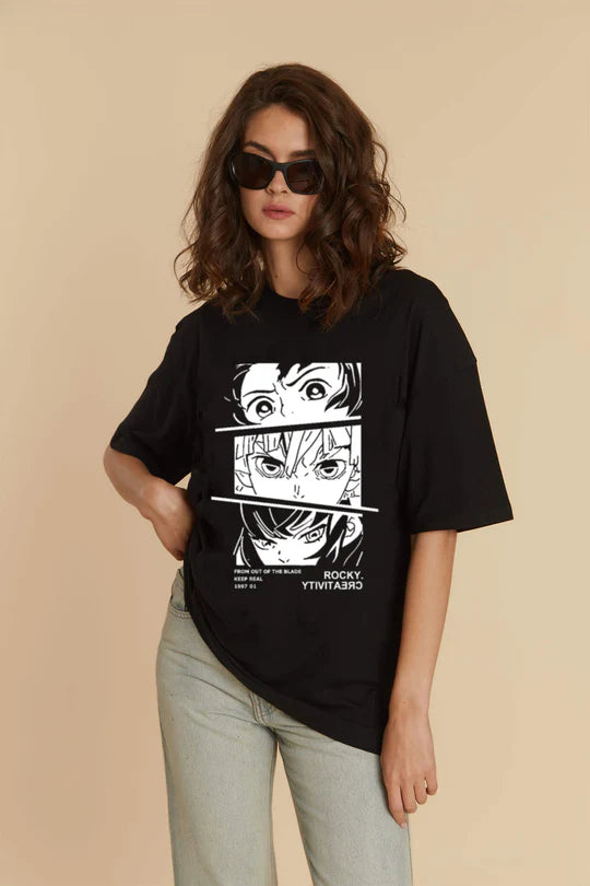 Cute and Comfortable Anime Printed Oversized Tee for Women