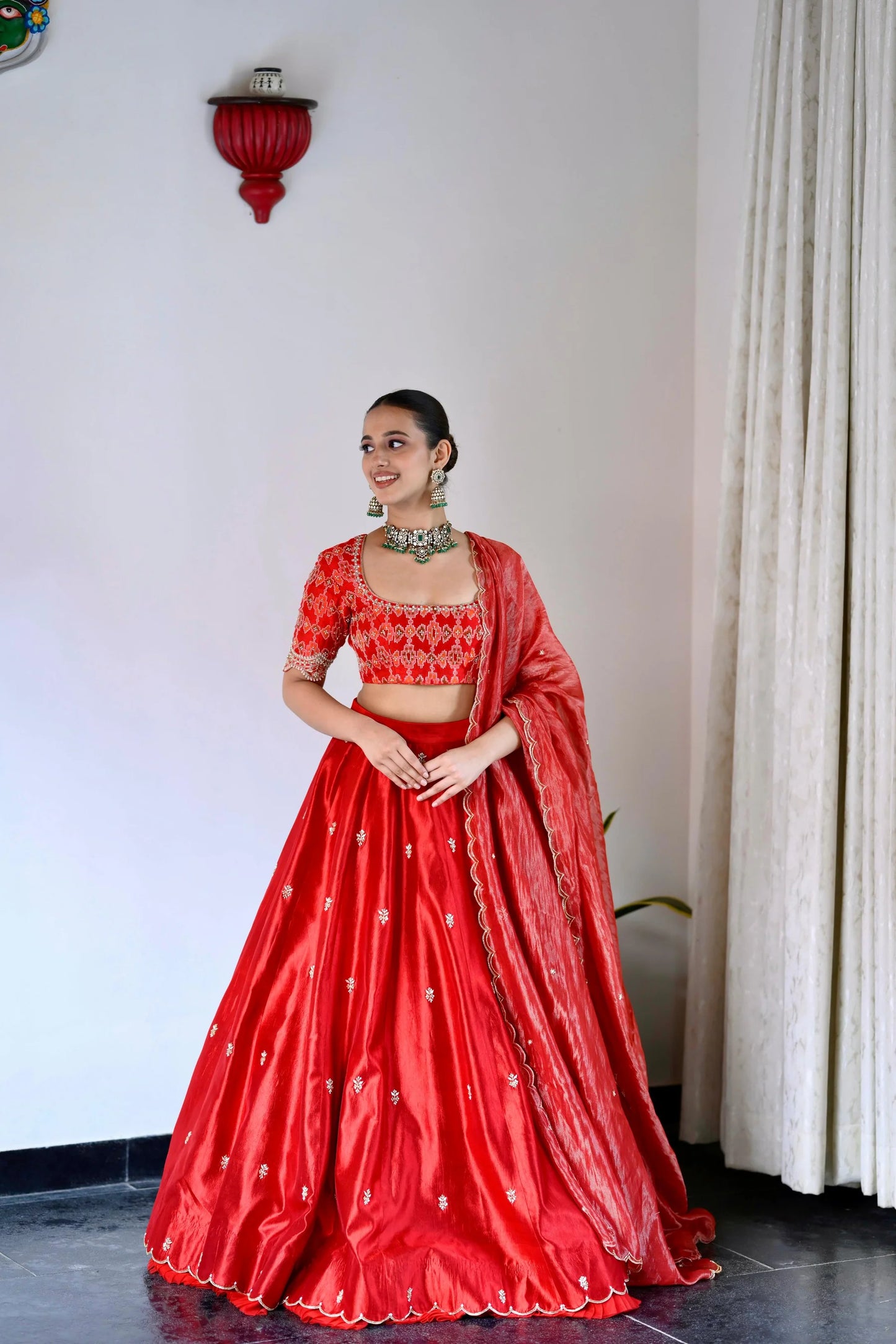 Designer Red Silk Lehenga for Brides Stylish Heavy Bridal Attire