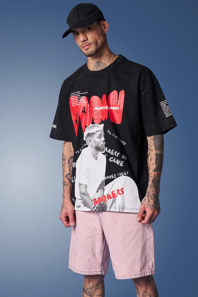 Oversized Kendrick Lamar Faded Graphic T-shirt