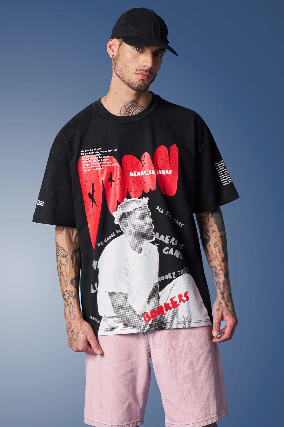 Oversized Kendrick Lamar Faded Graphic T-shirt