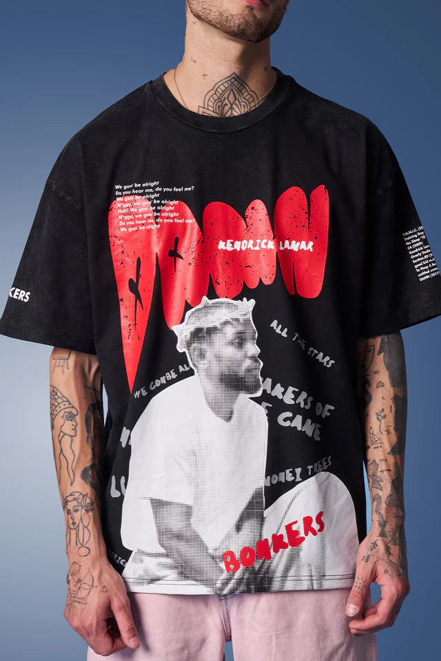 Oversized Kendrick Lamar Faded Graphic T-shirt