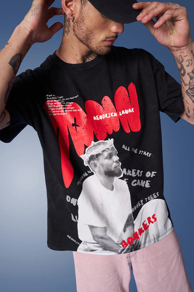 Oversized Kendrick Lamar Faded Graphic T-shirt