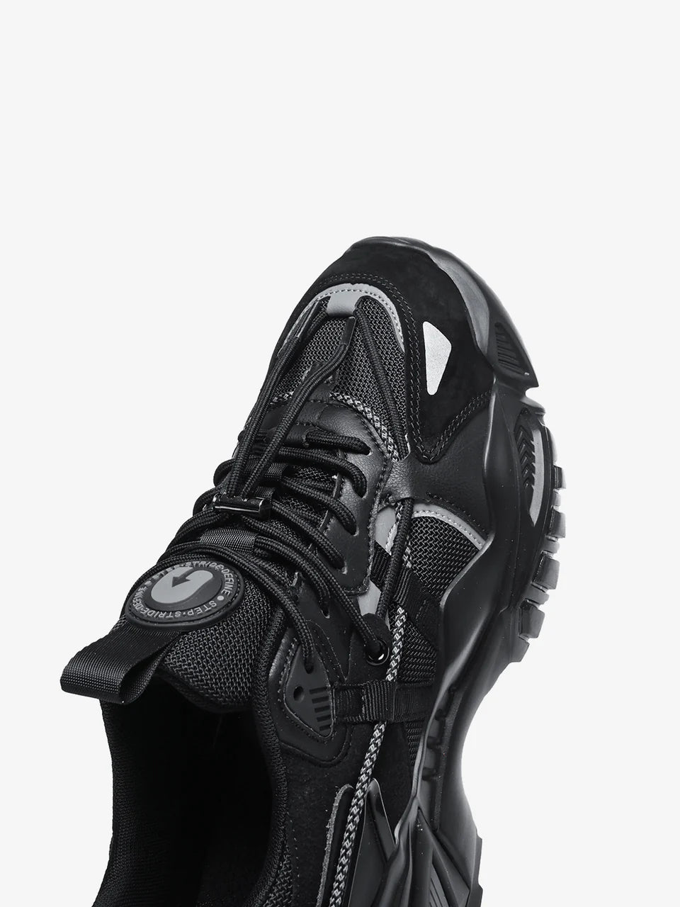 Funky Designer Black Sneakers Low Top with High Heel Casual and Trendy Look