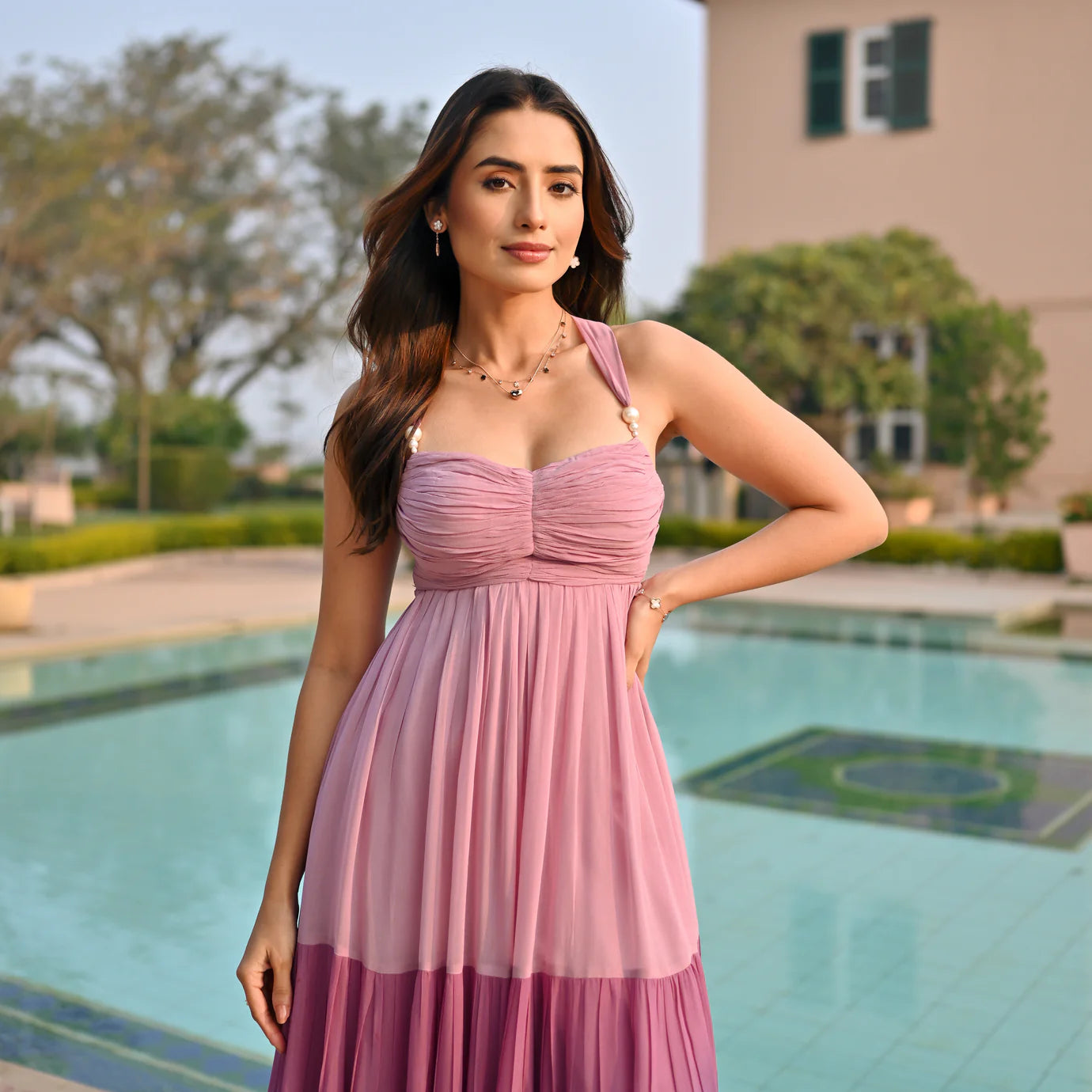 Lightweight and Comfortable Chroma Harmony Backless Dress for Women