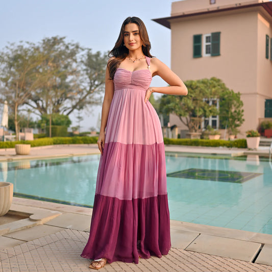 Lightweight and Comfortable Chroma Harmony Backless Dress for Women