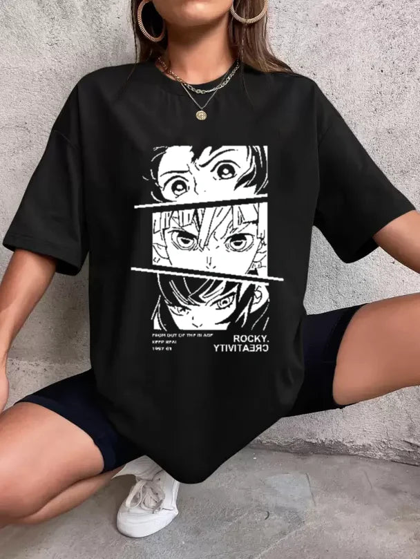 Cute and Comfortable Anime Printed Oversized Tee for Women