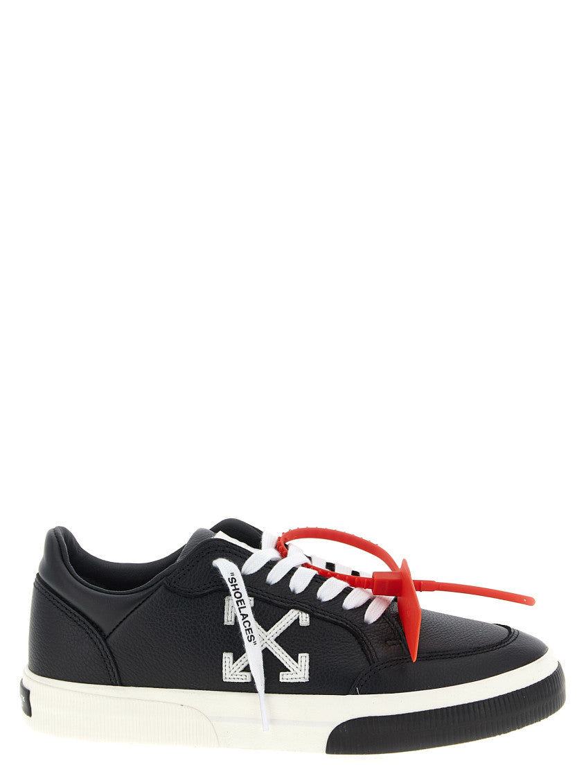 Modern Off-White and Black Sneakers in Genuine Leather with Lace-Up Closure