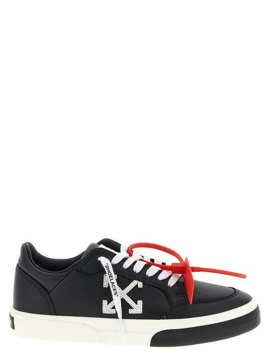Modern Off-White and Black Sneakers in Genuine Leather with Lace-Up Closure