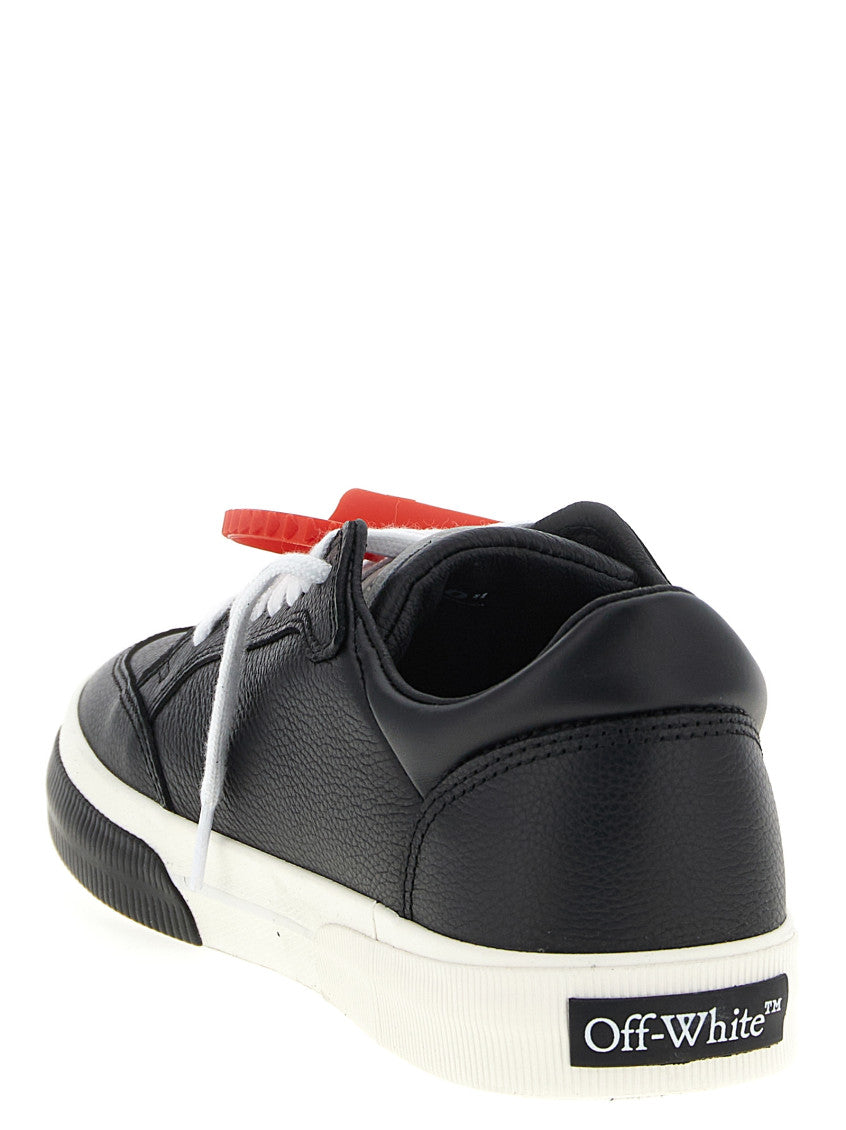 Modern Off-White and Black Sneakers in Genuine Leather with Lace-Up Closure