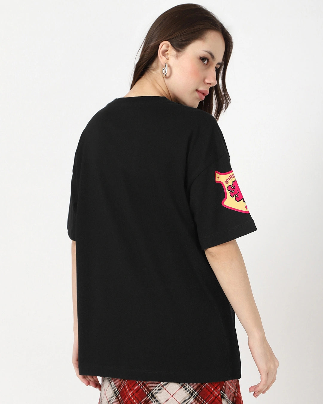 Women’s Oversized Black T-Shirt with Harry Potter Graphic Print