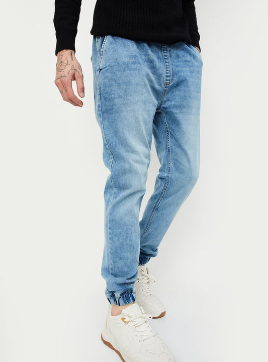Streetwear Men’s Washed Carrot Fit Jogger Denim