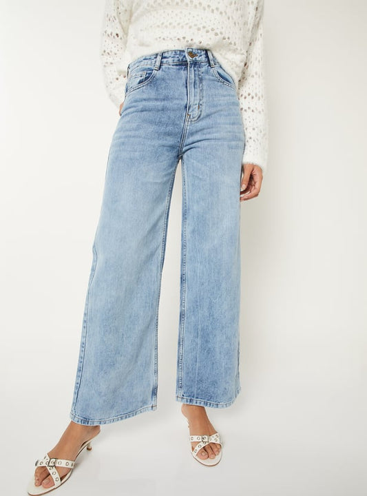 Relaxed Fit Women’s Washed High Rise Wide Leg Jeans for Daily Wear