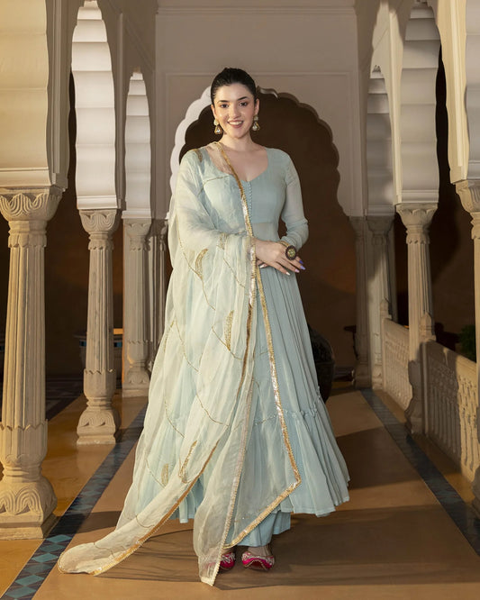 Luxury Zarna Gotapatti Georgette Suit Set Perfect for Festive and Wedding Celebrations