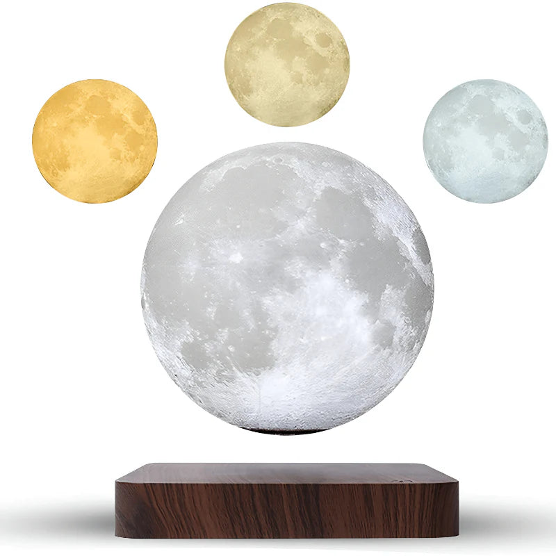 Floating Moon Lamp with Magnetic Levitation, LED Light, and 3 Color Modes for Home