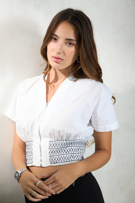 Stylish Cotton Smocked Waist Blouse for Everyday Outfits