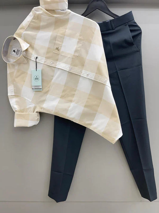 Casual Men Box Checks Shirt and Trouser Combo for Versatile Styling