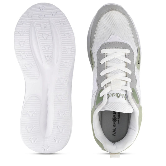 Breathable Mens Lace Up Sports Shoes White Green Comfortable