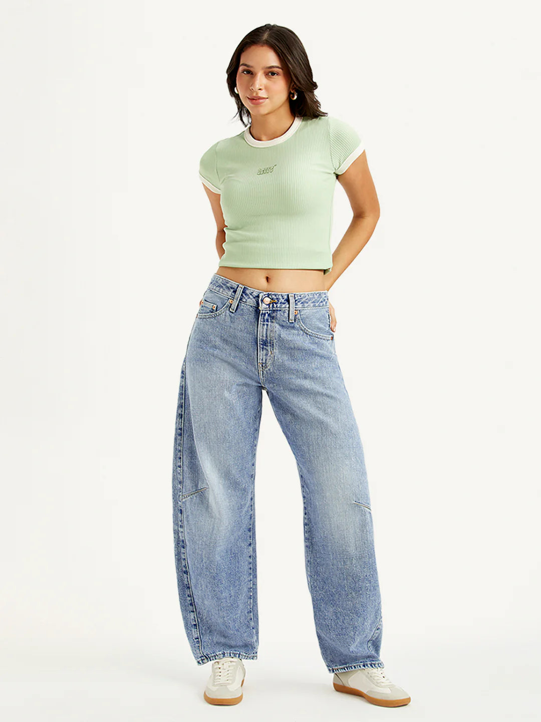 Relaxed Fit Women’s Light Blue Baggy Dad Jeans with Comfortable Mid Rise