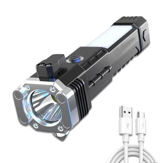 LED Magnetic Emergency Torch Rechargeable with COB Light Window Breaker and Seat Belt Cutter for Camping Car Safety and Outdoor Activities