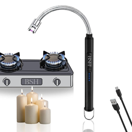 Rechargeable Plasma Gas Lighter Electric Lighter for Kitchen Gas Stove Candle and Pooja Black with C Type USB and One Year Warranty