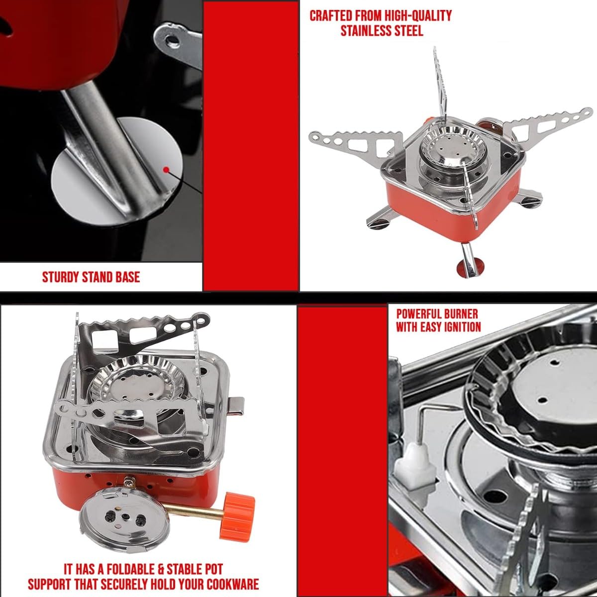 Portable Camping Stove Outdoor Ultra Light Folding Gas Burner for Picnic and Travel with Storage Bag
