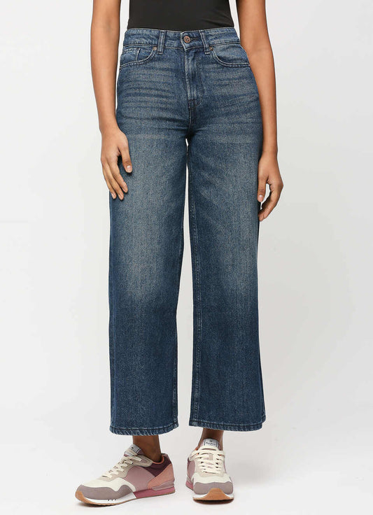 Modern Relaxed Fit Hailey Blue High Waist Wide Leg Jeans for Women