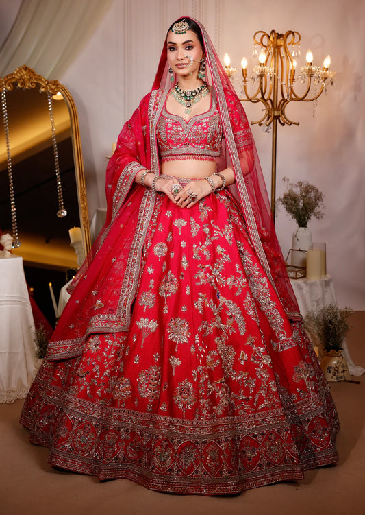 Royal Fuchsia Raw Silk Lehenga Elegant Traditional Outfit for Women