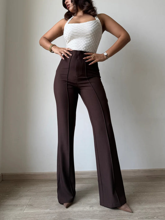 Soft and Lightweight Polished Linen Flared Pants for Women