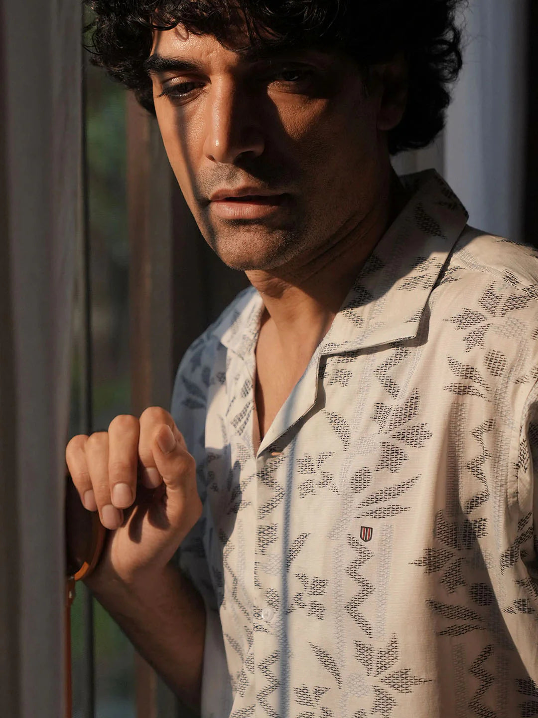Modern Men’s White Shirt with Designer-Inspired Printed Details