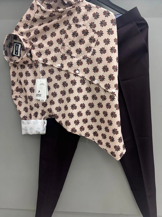 Trendy Men’s Printed Shirt and Pant Outfit