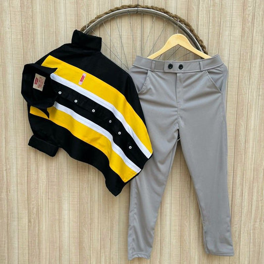 Trendy Men’s Cotton Designer Shirt with Slim-Fit Lycra Pant – Durable and Comfortable Set