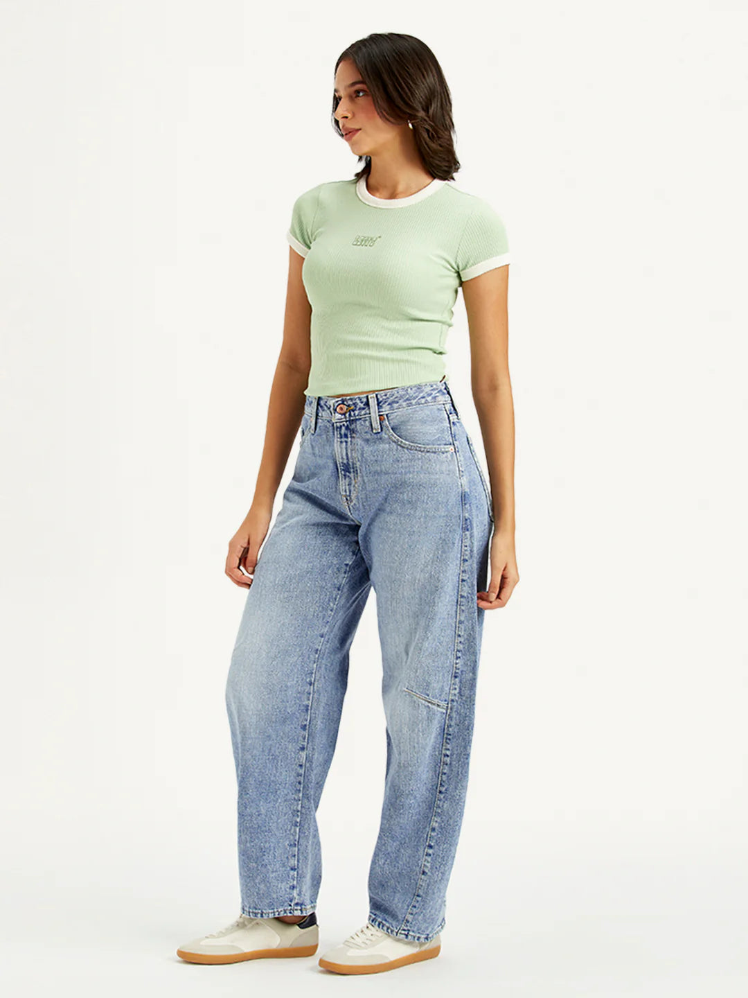 Relaxed Fit Women’s Light Blue Baggy Dad Jeans with Comfortable Mid Rise