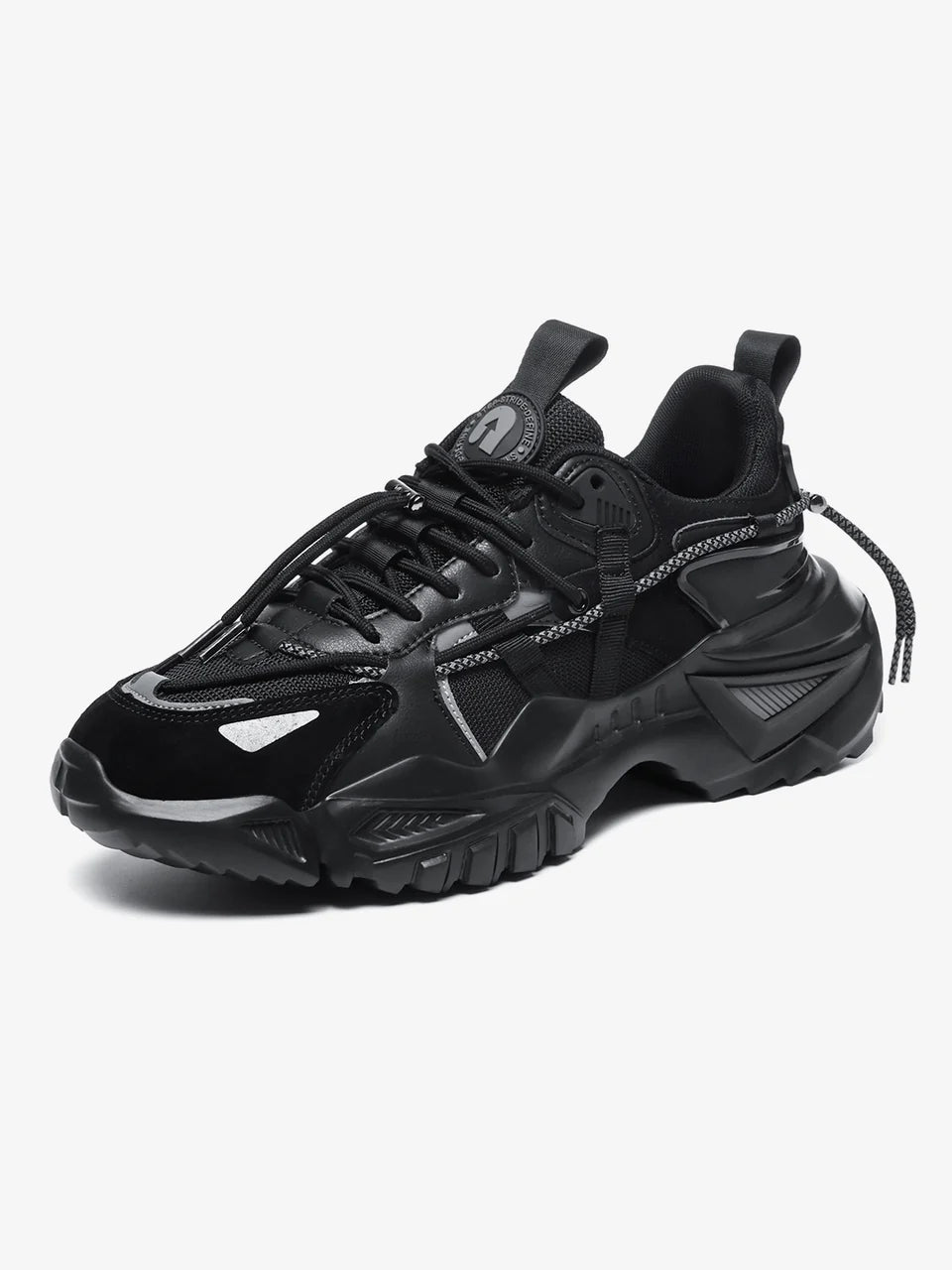 Funky Designer Black Sneakers Low Top with High Heel Casual and Trendy Look
