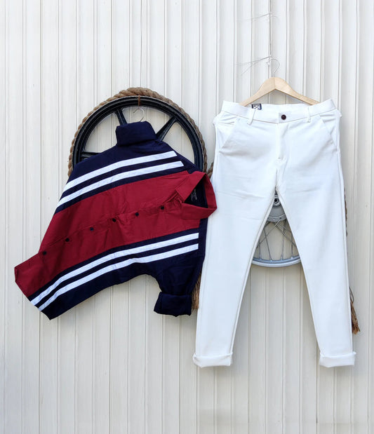 Fashionable Men Denim Jeans and Designer Shirt Pair for Work and Outings