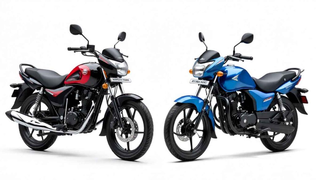 Hero Splendor Plus and Honda Shine side by side bike comparison